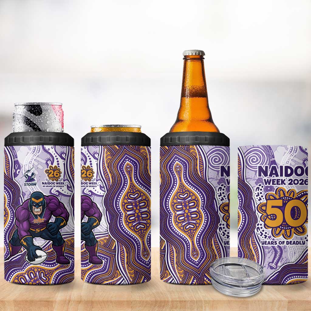 Melbourne Storm NAIDOC Week 2026 4 in 1 Can Cooler Tumbler First Nations of Australia Aboriginal Mascot Rugby