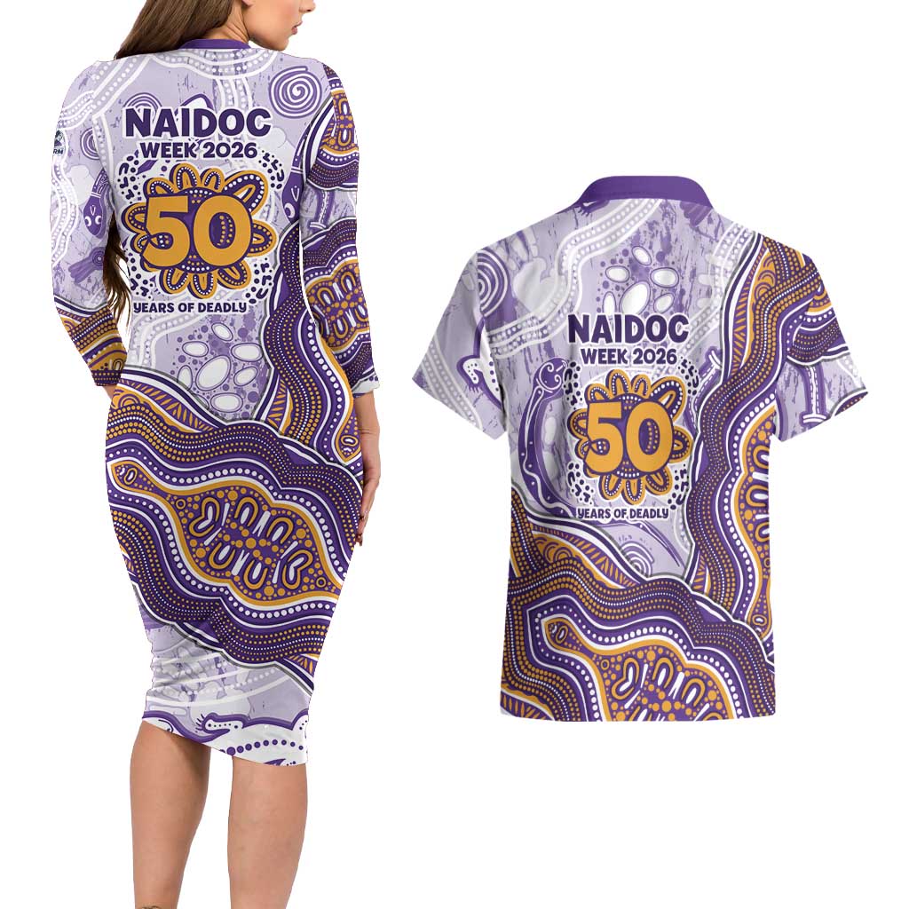 Melbourne Storm NAIDOC Week 2026 Couples Matching Long Sleeve Bodycon Dress and Hawaiian Shirt First Nations of Australia Aboriginal Mascot Rugby