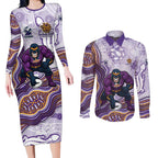 Melbourne Storm NAIDOC Week 2026 Couples Matching Long Sleeve Bodycon Dress and Long Sleeve Button Shirt First Nations of Australia Aboriginal Mascot Rugby