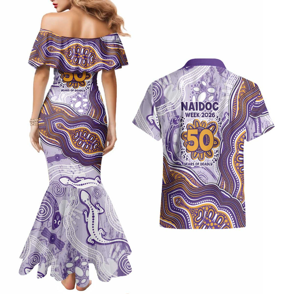 Melbourne Storm NAIDOC Week 2026 Couples Matching Mermaid Dress and Hawaiian Shirt First Nations of Australia Aboriginal Mascot Rugby