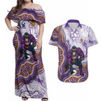 Melbourne Storm NAIDOC Week 2026 Couples Matching Off Shoulder Maxi Dress and Hawaiian Shirt First Nations of Australia Aboriginal Mascot Rugby