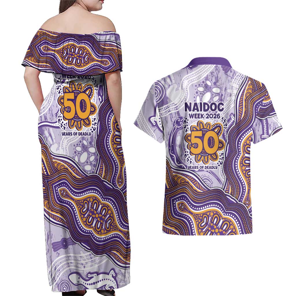 Melbourne Storm NAIDOC Week 2026 Couples Matching Off Shoulder Maxi Dress and Hawaiian Shirt First Nations of Australia Aboriginal Mascot Rugby