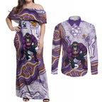 Melbourne Storm NAIDOC Week 2026 Couples Matching Off Shoulder Maxi Dress and Long Sleeve Button Shirt First Nations of Australia Aboriginal Mascot Rugby