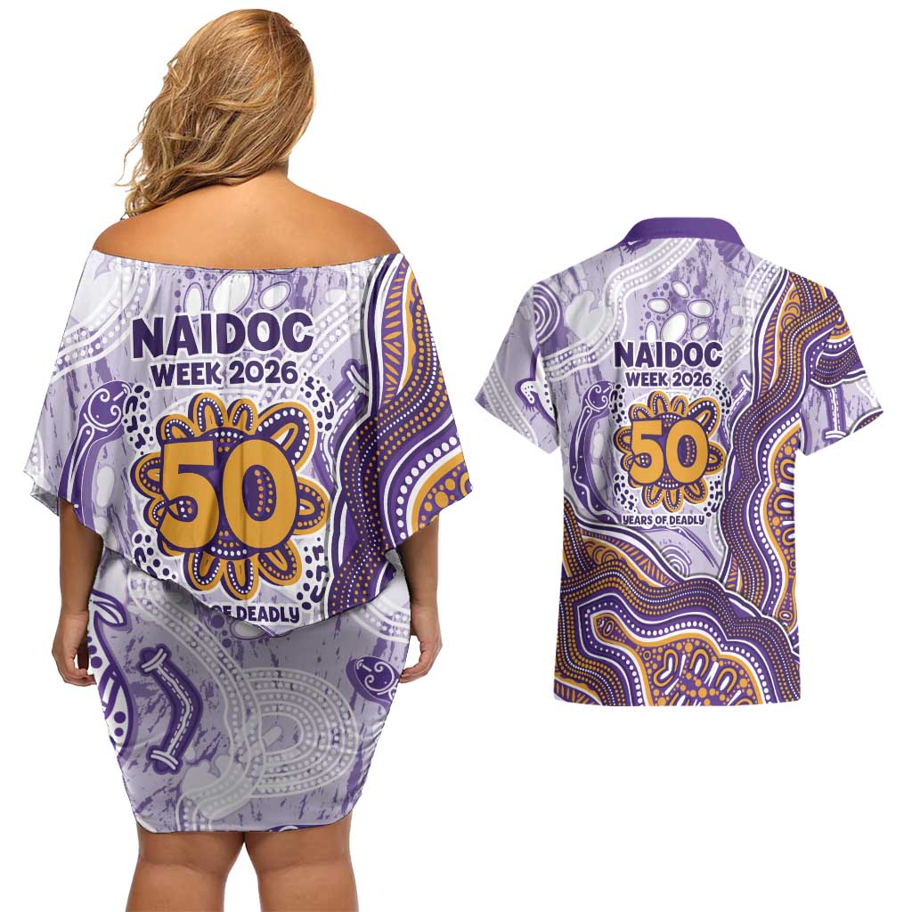 Melbourne Storm NAIDOC Week 2026 Couples Matching Off Shoulder Short Dress and Hawaiian Shirt First Nations of Australia Aboriginal Mascot Rugby