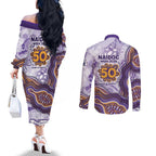 Melbourne Storm NAIDOC Week 2026 Couples Matching Off The Shoulder Long Sleeve Dress and Long Sleeve Button Shirt First Nations of Australia Aboriginal Mascot Rugby