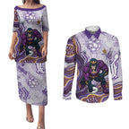 Melbourne Storm NAIDOC Week 2026 Couples Matching Puletasi and Long Sleeve Button Shirt First Nations of Australia Aboriginal Mascot Rugby