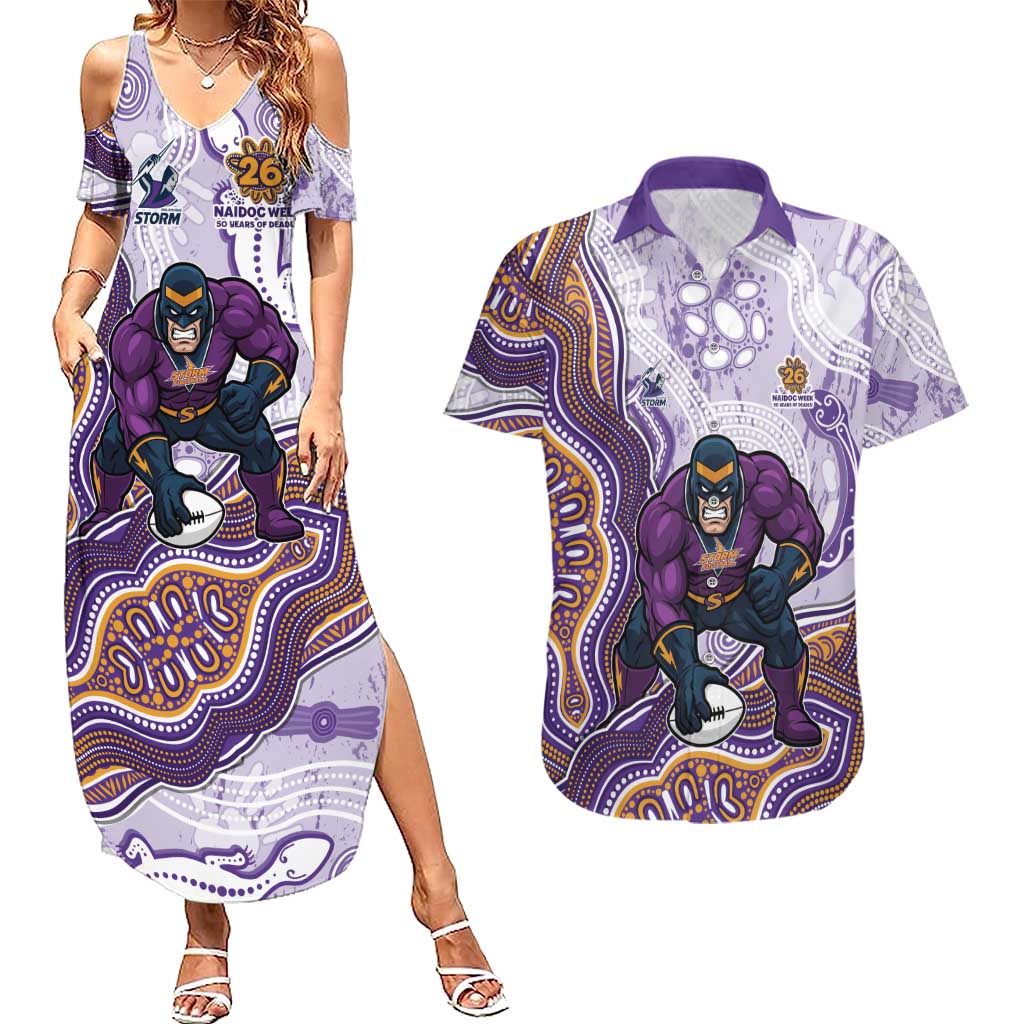 Melbourne Storm NAIDOC Week 2026 Couples Matching Summer Maxi Dress and Hawaiian Shirt First Nations of Australia Aboriginal Mascot Rugby
