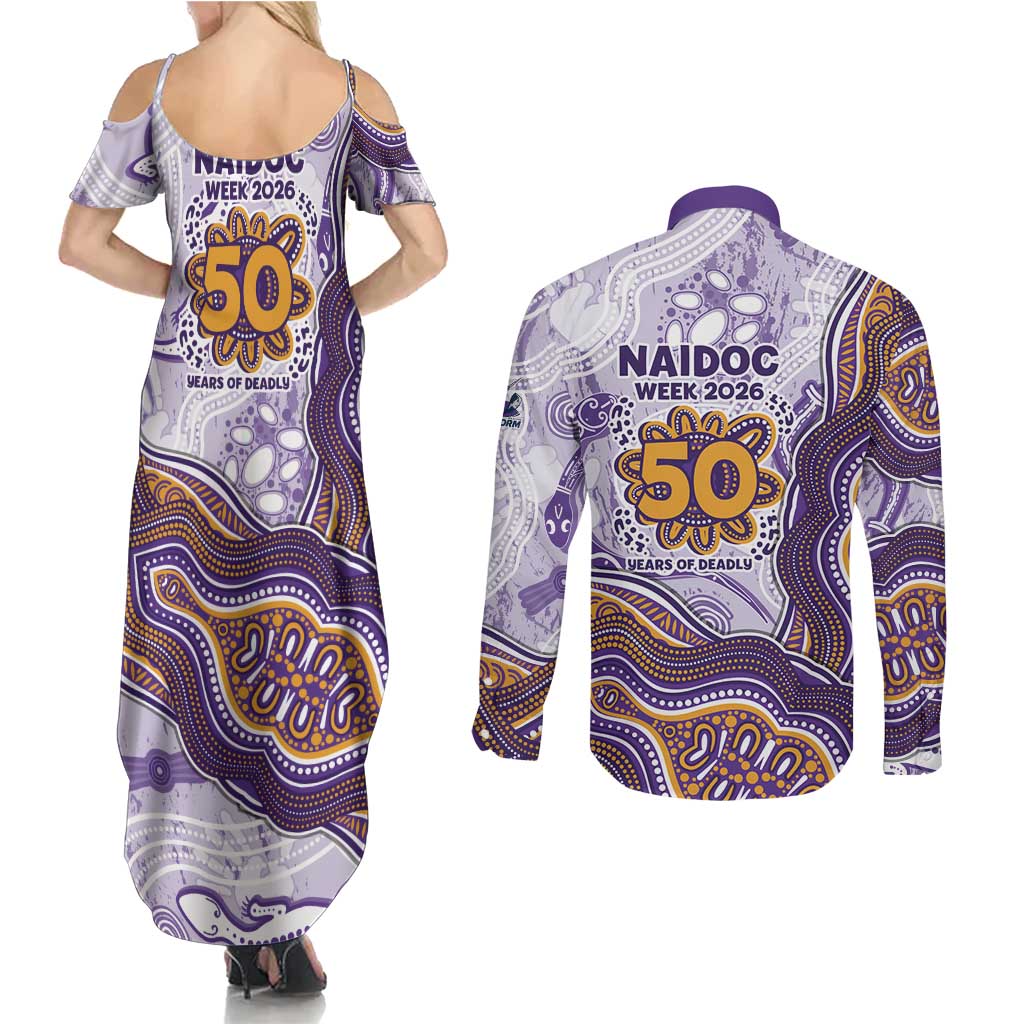 Melbourne Storm NAIDOC Week 2026 Couples Matching Summer Maxi Dress and Long Sleeve Button Shirt First Nations of Australia Aboriginal Mascot Rugby