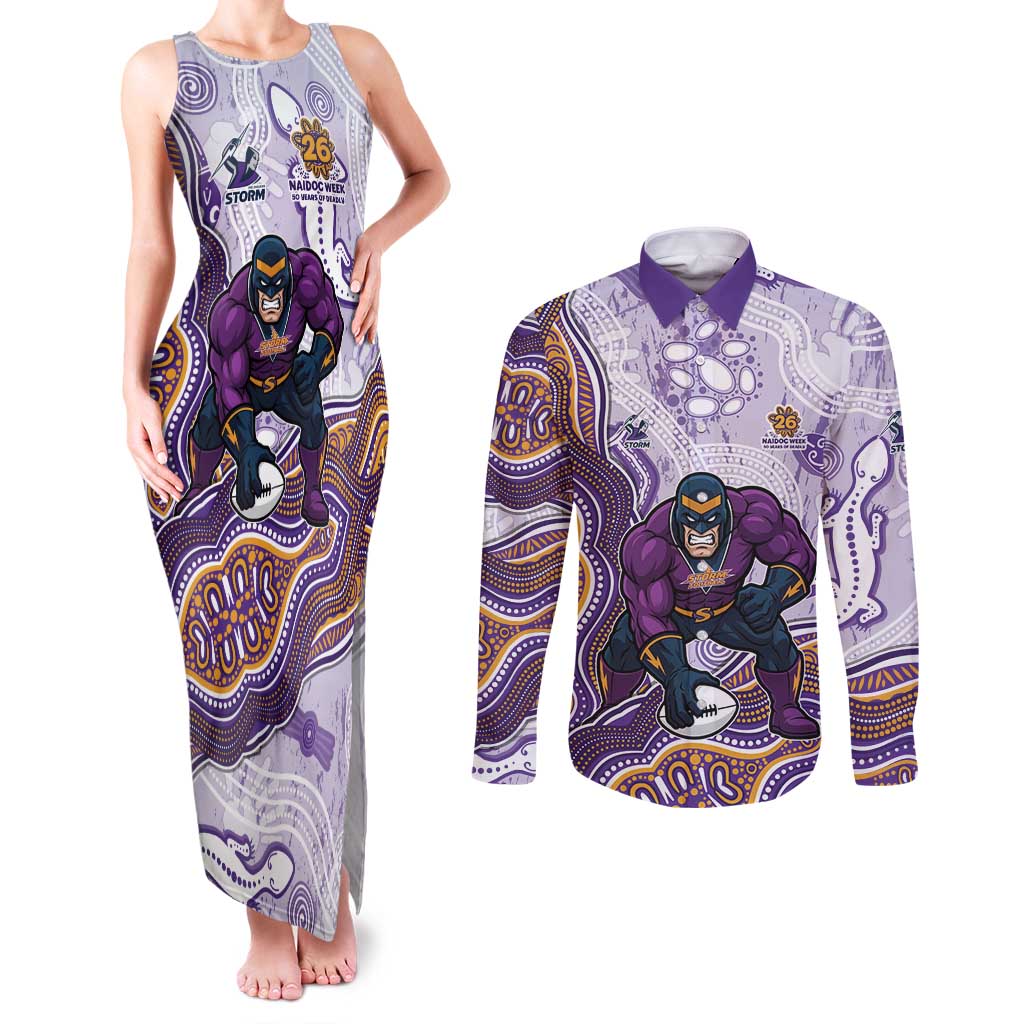 Melbourne Storm NAIDOC Week 2026 Couples Matching Tank Maxi Dress and Long Sleeve Button Shirt First Nations of Australia Aboriginal Mascot Rugby