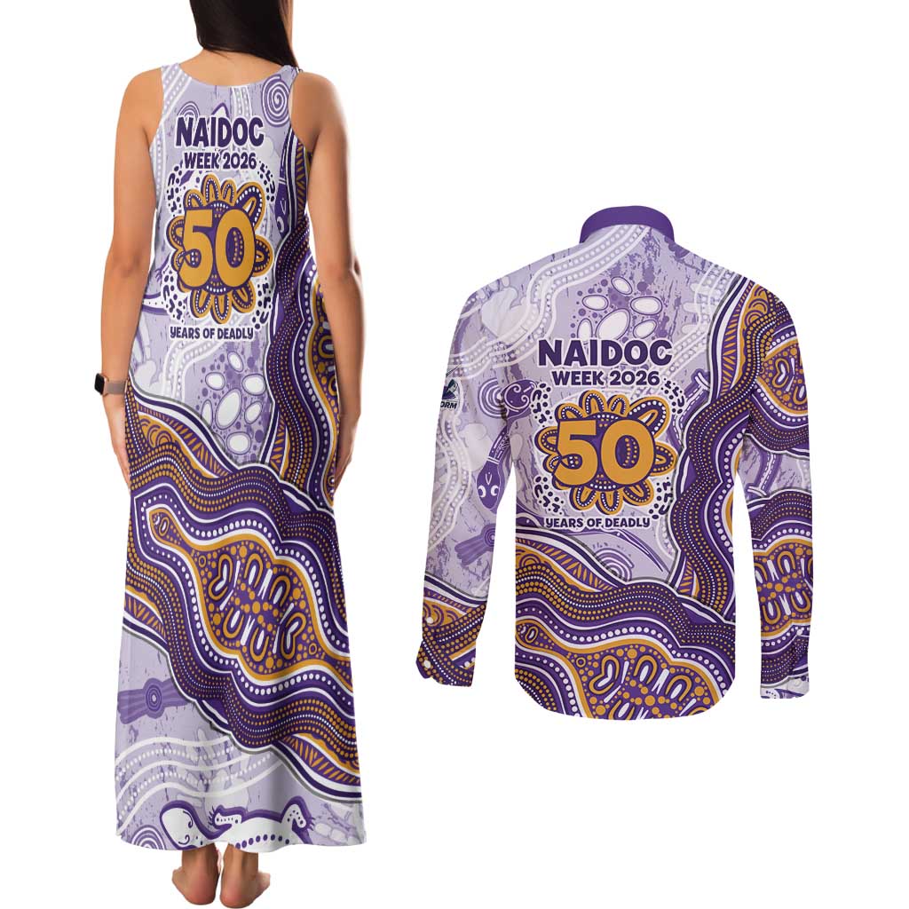 Melbourne Storm NAIDOC Week 2026 Couples Matching Tank Maxi Dress and Long Sleeve Button Shirt First Nations of Australia Aboriginal Mascot Rugby