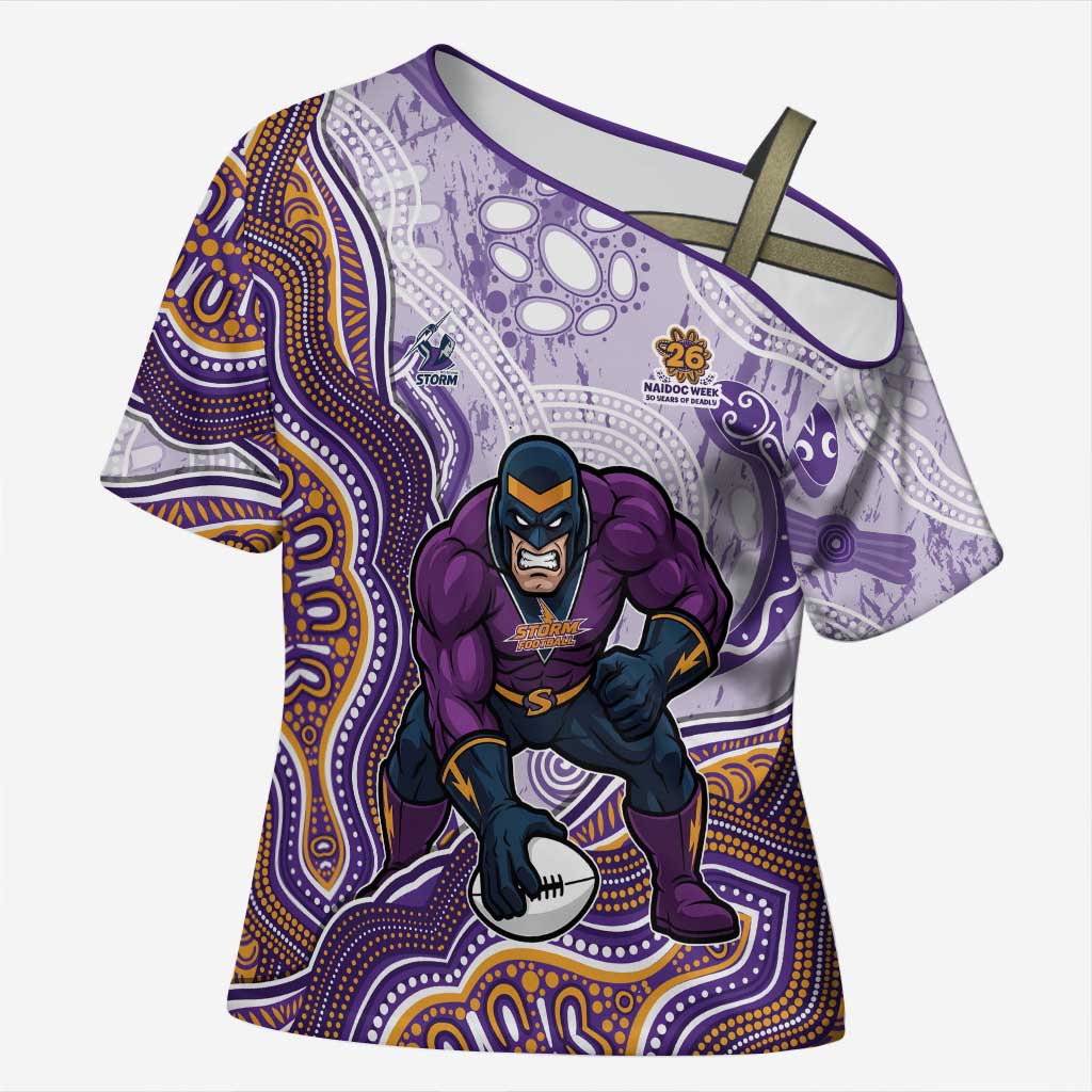 Melbourne Storm NAIDOC Week 2026 Cross Shoulder Shirt First Nations of Australia Aboriginal Mascot Rugby