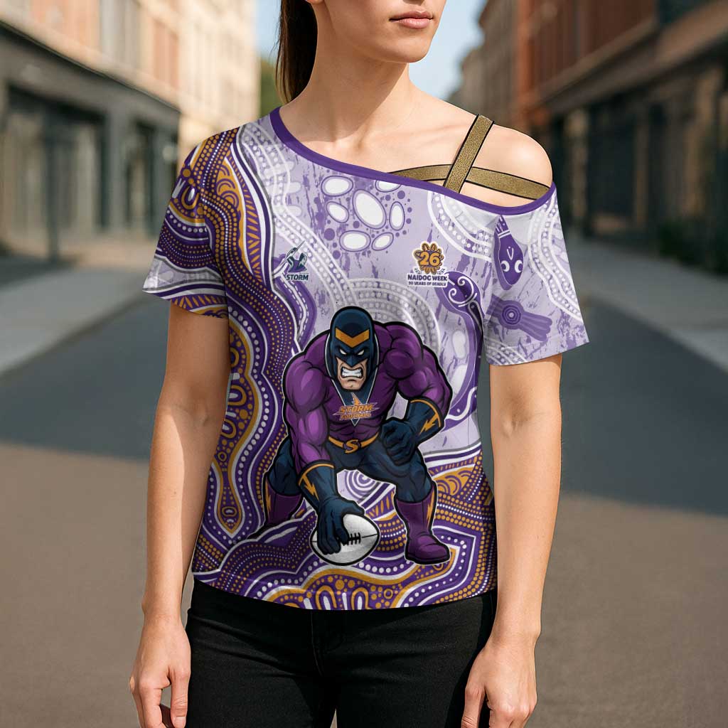 Melbourne Storm NAIDOC Week 2026 Cross Shoulder Shirt First Nations of Australia Aboriginal Mascot Rugby