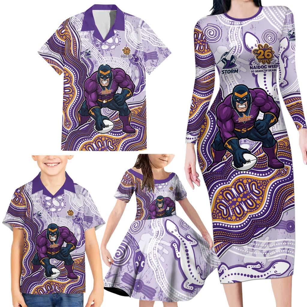 Melbourne Storm NAIDOC Week 2026 Family Matching Long Sleeve Bodycon Dress and Hawaiian Shirt First Nations of Australia Aboriginal Mascot Rugby