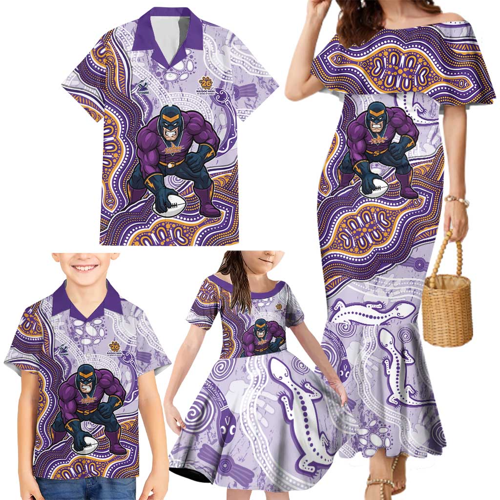 Melbourne Storm NAIDOC Week 2026 Family Matching Mermaid Dress and Hawaiian Shirt First Nations of Australia Aboriginal Mascot Rugby