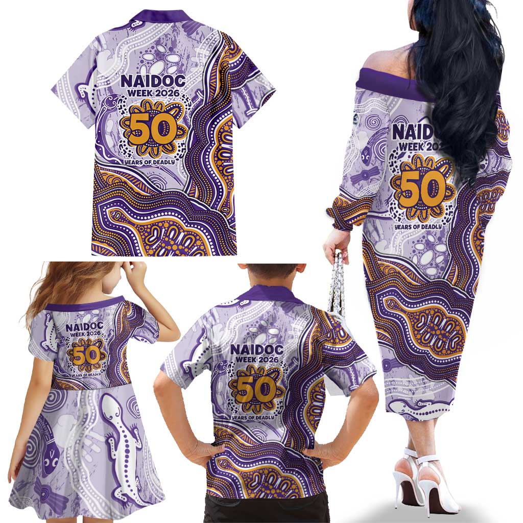 Melbourne Storm NAIDOC Week 2026 Family Matching Off The Shoulder Long Sleeve Dress and Hawaiian Shirt First Nations of Australia Aboriginal Mascot Rugby