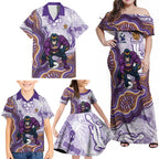 Melbourne Storm NAIDOC Week 2026 Family Matching Off Shoulder Maxi Dress and Hawaiian Shirt First Nations of Australia Aboriginal Mascot Rugby