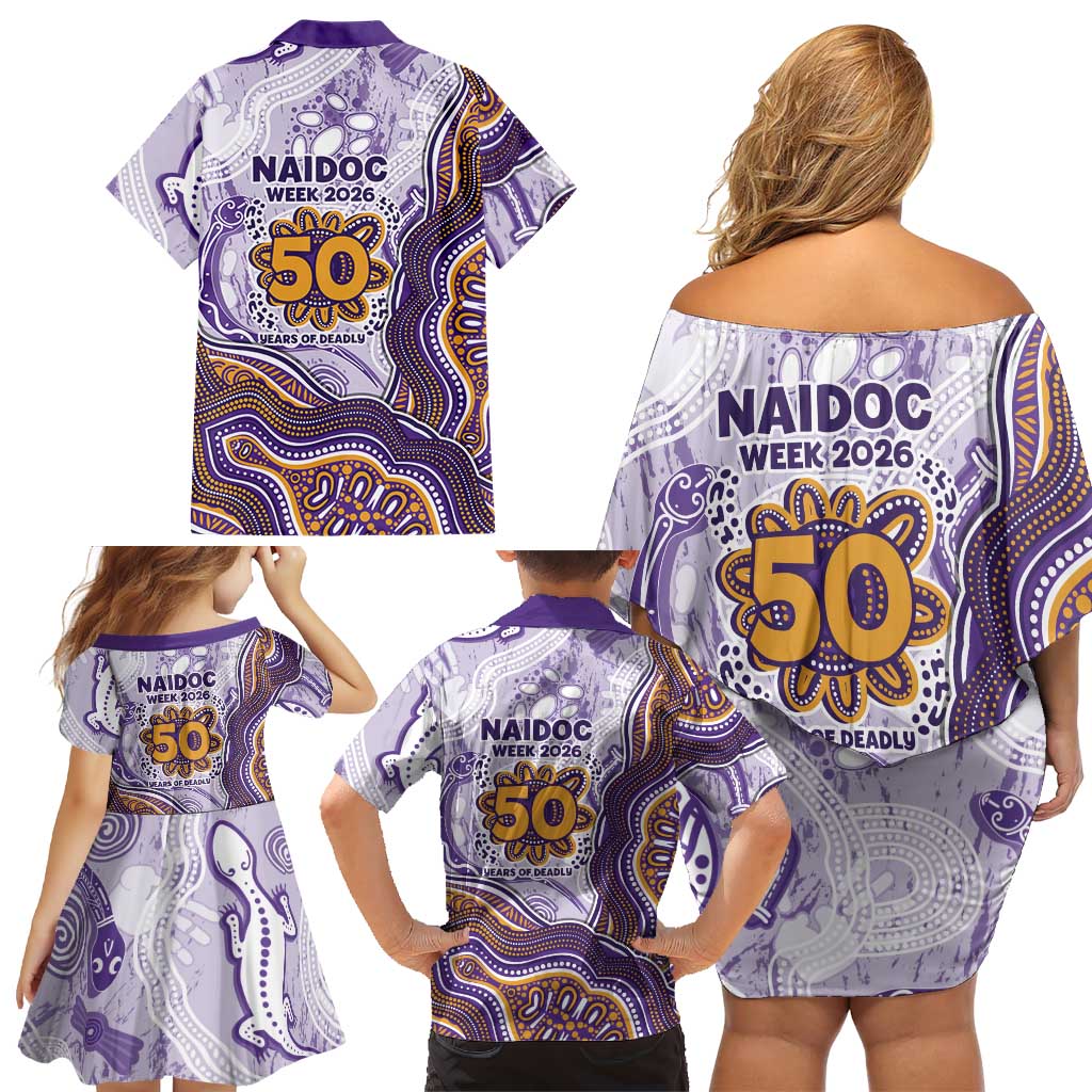 Melbourne Storm NAIDOC Week 2026 Family Matching Off Shoulder Short Dress and Hawaiian Shirt First Nations of Australia Aboriginal Mascot Rugby