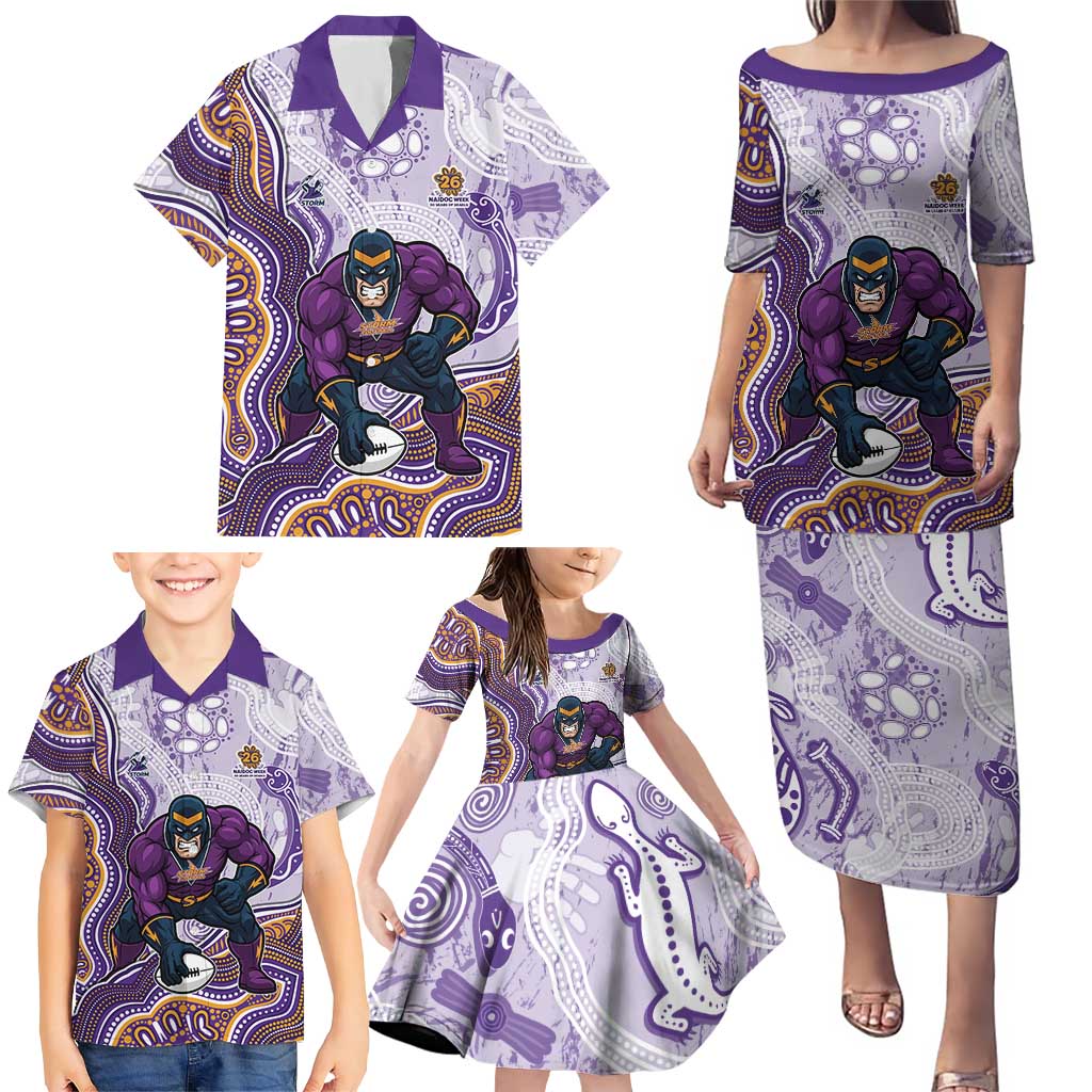 Melbourne Storm NAIDOC Week 2026 Family Matching Puletasi and Hawaiian Shirt First Nations of Australia Aboriginal Mascot Rugby