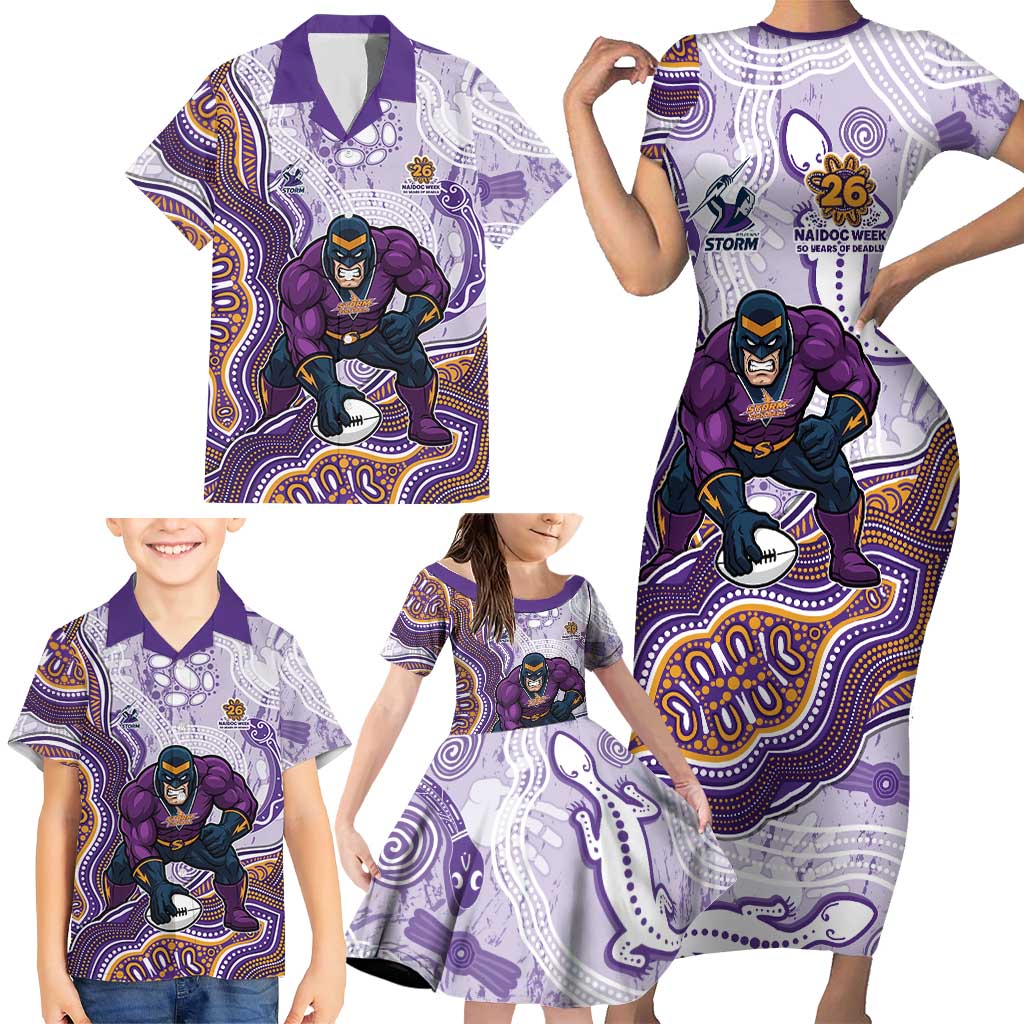 Melbourne Storm NAIDOC Week 2026 Family Matching Short Sleeve Bodycon Dress and Hawaiian Shirt First Nations of Australia Aboriginal Mascot Rugby