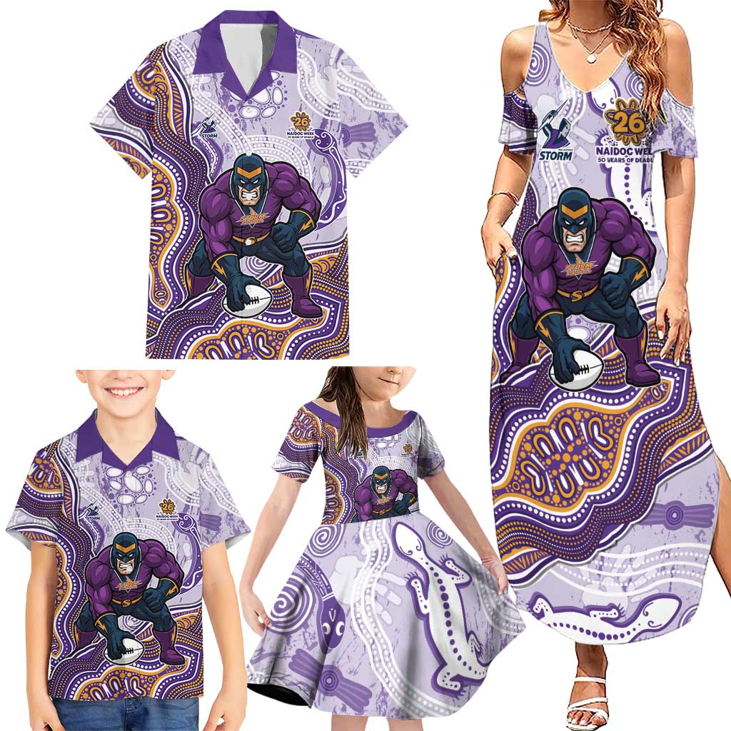Melbourne Storm NAIDOC Week 2026 Family Matching Summer Maxi Dress and Hawaiian Shirt First Nations of Australia Aboriginal Mascot Rugby