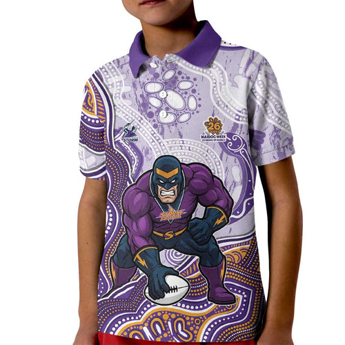 Melbourne Storm NAIDOC Week 2026 Kid Polo Shirt First Nations of Australia Aboriginal Mascot Rugby
