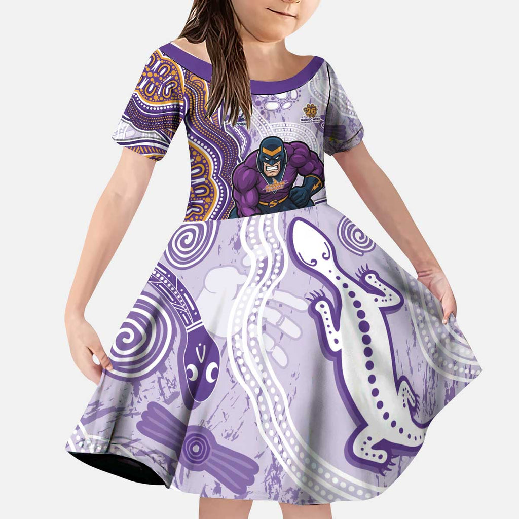 Melbourne Storm NAIDOC Week 2026 Kid Short Sleeve Dress First Nations of Australia Aboriginal Mascot Rugby