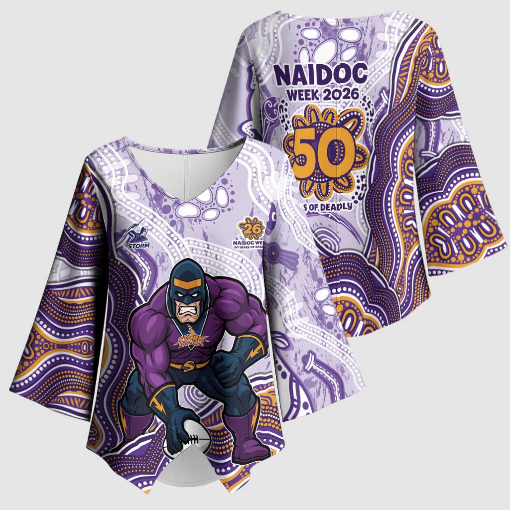 Melbourne Storm NAIDOC Week 2026 Kimono Sleeve Blouse First Nations of Australia Aboriginal Mascot Rugby