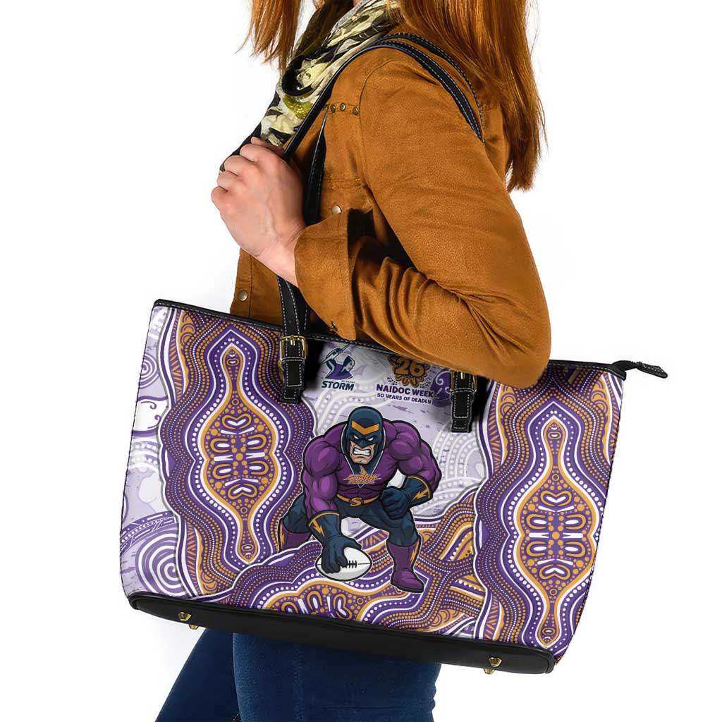 Melbourne Storm NAIDOC Week 2026 Leather Tote Bag First Nations of Australia Aboriginal Mascot Rugby