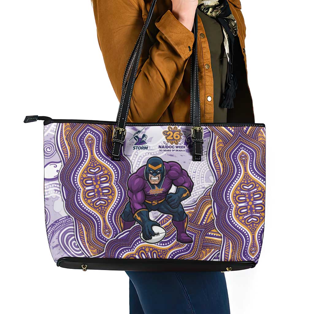 Melbourne Storm NAIDOC Week 2026 Leather Tote Bag First Nations of Australia Aboriginal Mascot Rugby