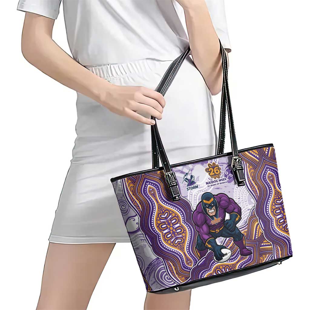 Melbourne Storm NAIDOC Week 2026 Leather Tote Bag First Nations of Australia Aboriginal Mascot Rugby