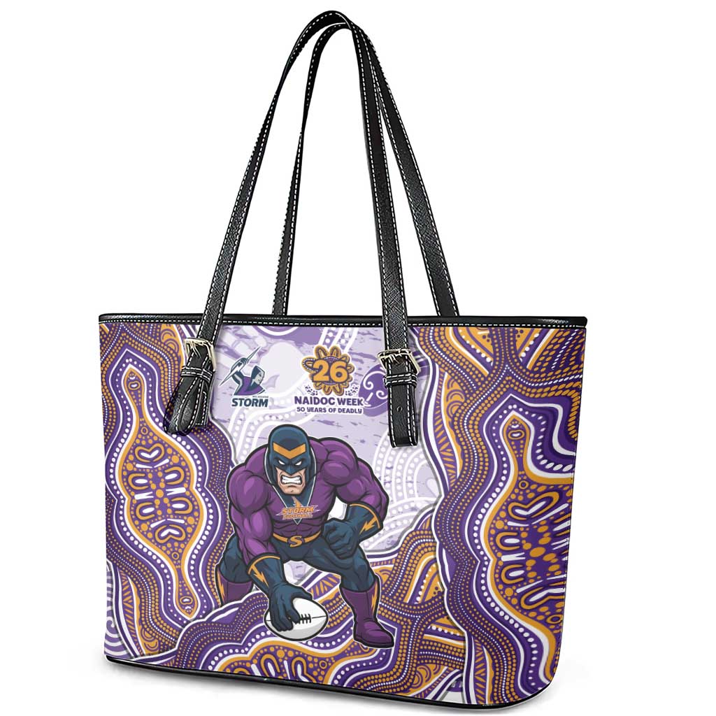 Melbourne Storm NAIDOC Week 2026 Leather Tote Bag First Nations of Australia Aboriginal Mascot Rugby