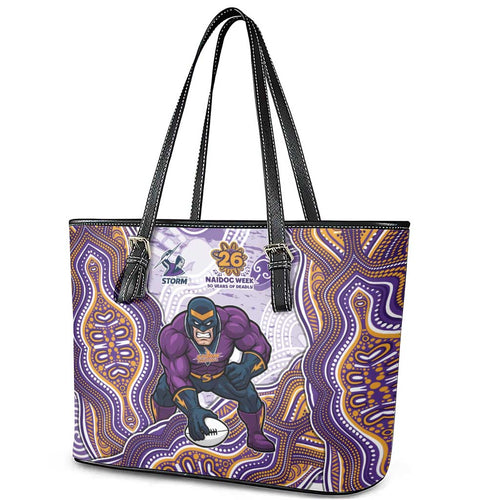 Melbourne Storm NAIDOC Week 2026 Leather Tote Bag First Nations of Australia Aboriginal Mascot Rugby