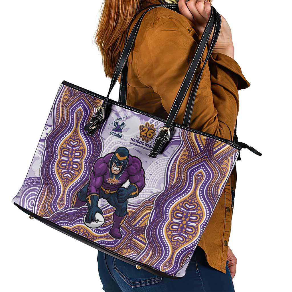 Melbourne Storm NAIDOC Week 2026 Leather Tote Bag First Nations of Australia Aboriginal Mascot Rugby