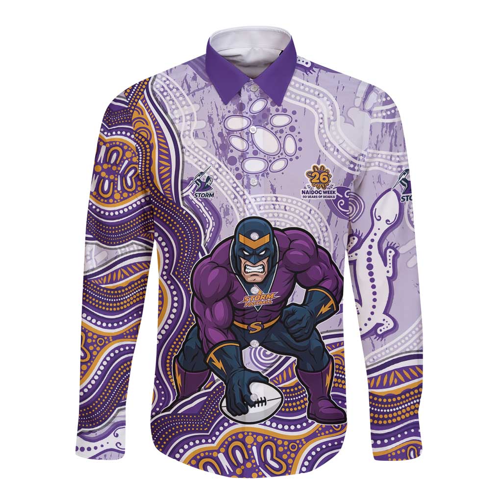 Melbourne Storm NAIDOC Week 2026 Long Sleeve Button Shirt First Nations of Australia Aboriginal Mascot Rugby