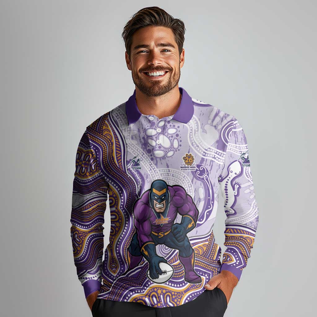 Melbourne Storm NAIDOC Week 2026 Long Sleeve Polo Shirt First Nations of Australia Aboriginal Mascot Rugby