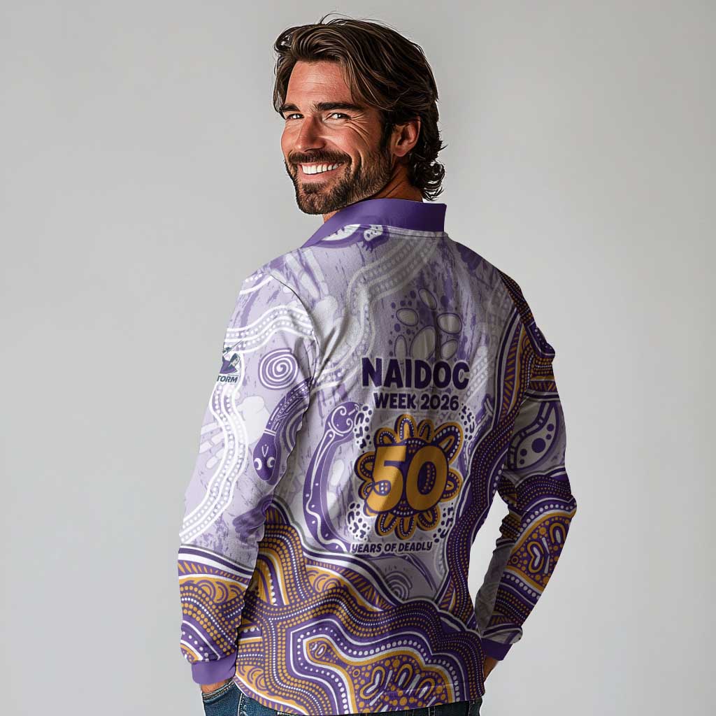 Melbourne Storm NAIDOC Week 2026 Long Sleeve Polo Shirt First Nations of Australia Aboriginal Mascot Rugby