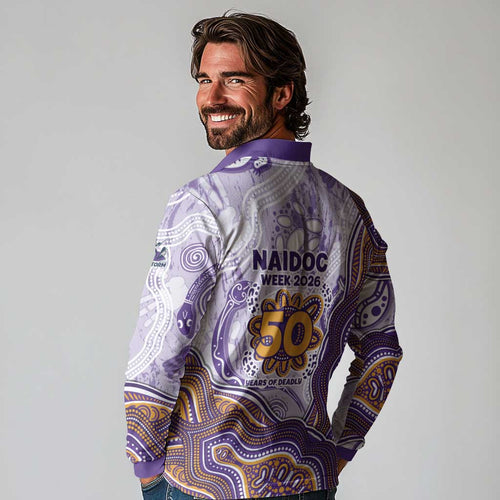 Melbourne Storm NAIDOC Week 2026 Long Sleeve Polo Shirt First Nations of Australia Aboriginal Mascot Rugby