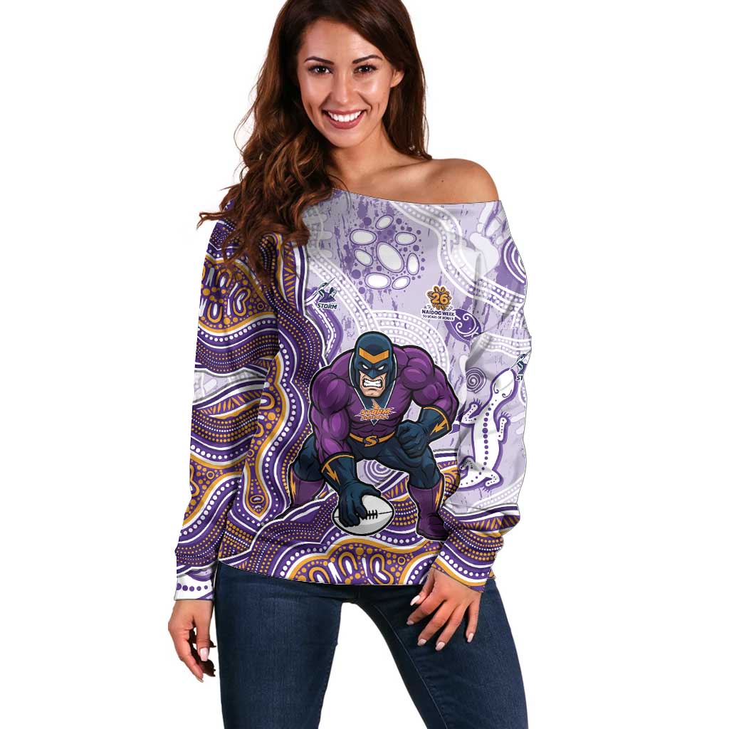 Melbourne Storm NAIDOC Week 2026 Off Shoulder Sweater First Nations of Australia Aboriginal Mascot Rugby