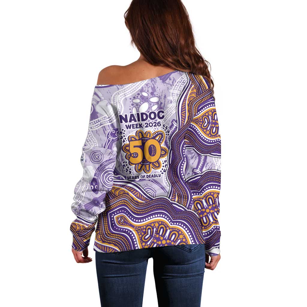 Melbourne Storm NAIDOC Week 2026 Off Shoulder Sweater First Nations of Australia Aboriginal Mascot Rugby