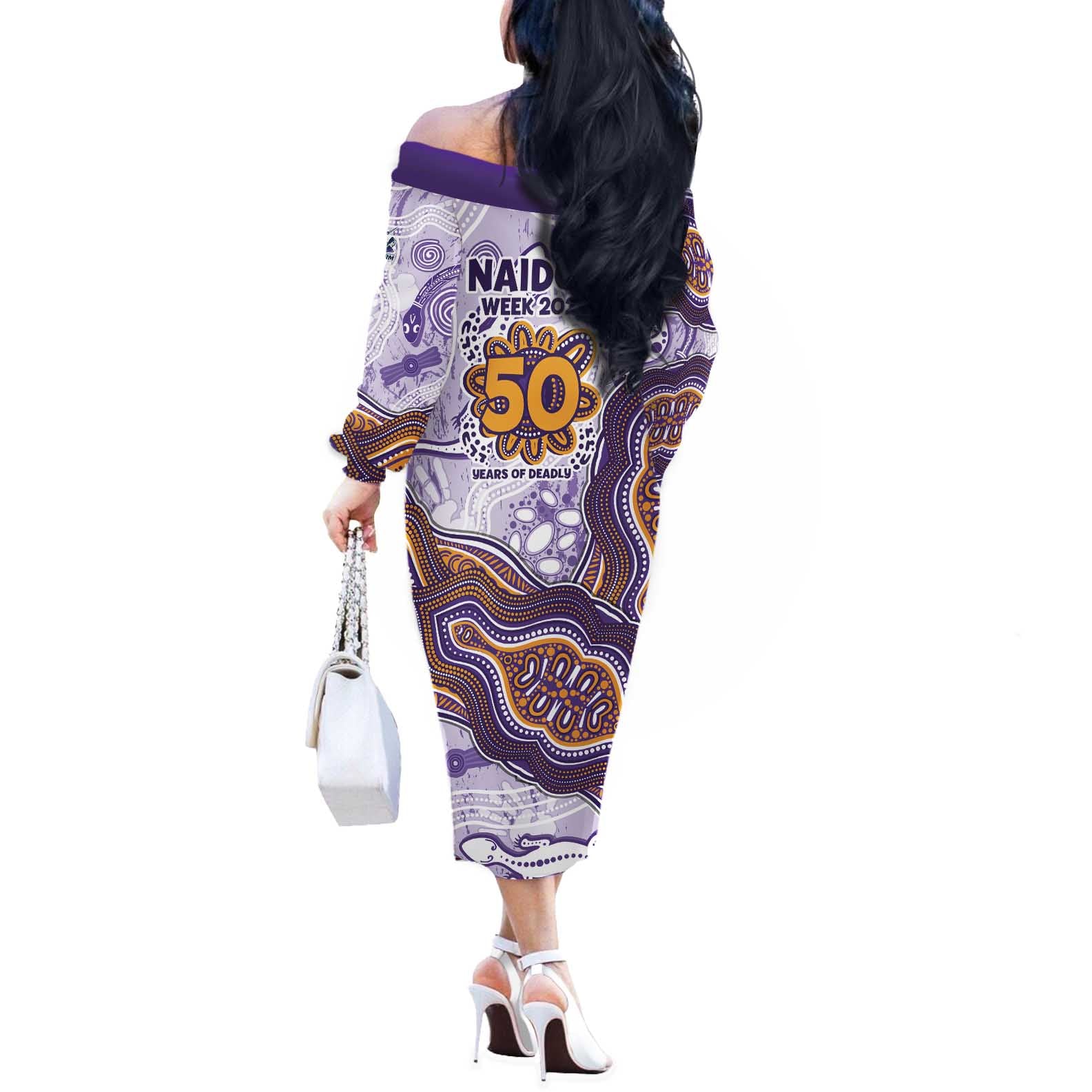 Melbourne Storm NAIDOC Week 2026 Off The Shoulder Long Sleeve Dress First Nations of Australia Aboriginal Mascot Rugby