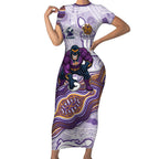 Melbourne Storm NAIDOC Week 2026 Short Sleeve Bodycon Dress First Nations of Australia Aboriginal Mascot Rugby