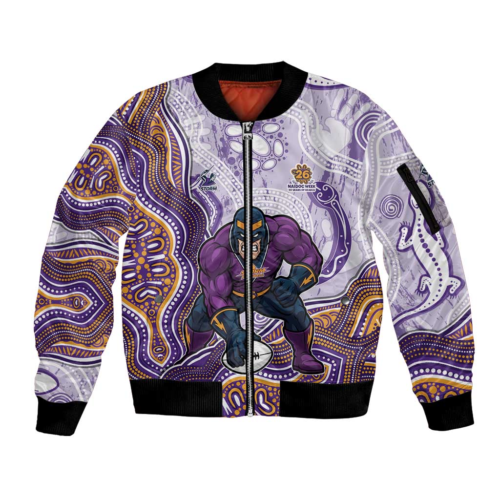 Melbourne Storm NAIDOC Week 2026 Sleeve Zip Bomber Jacket First Nations of Australia Aboriginal Mascot Rugby