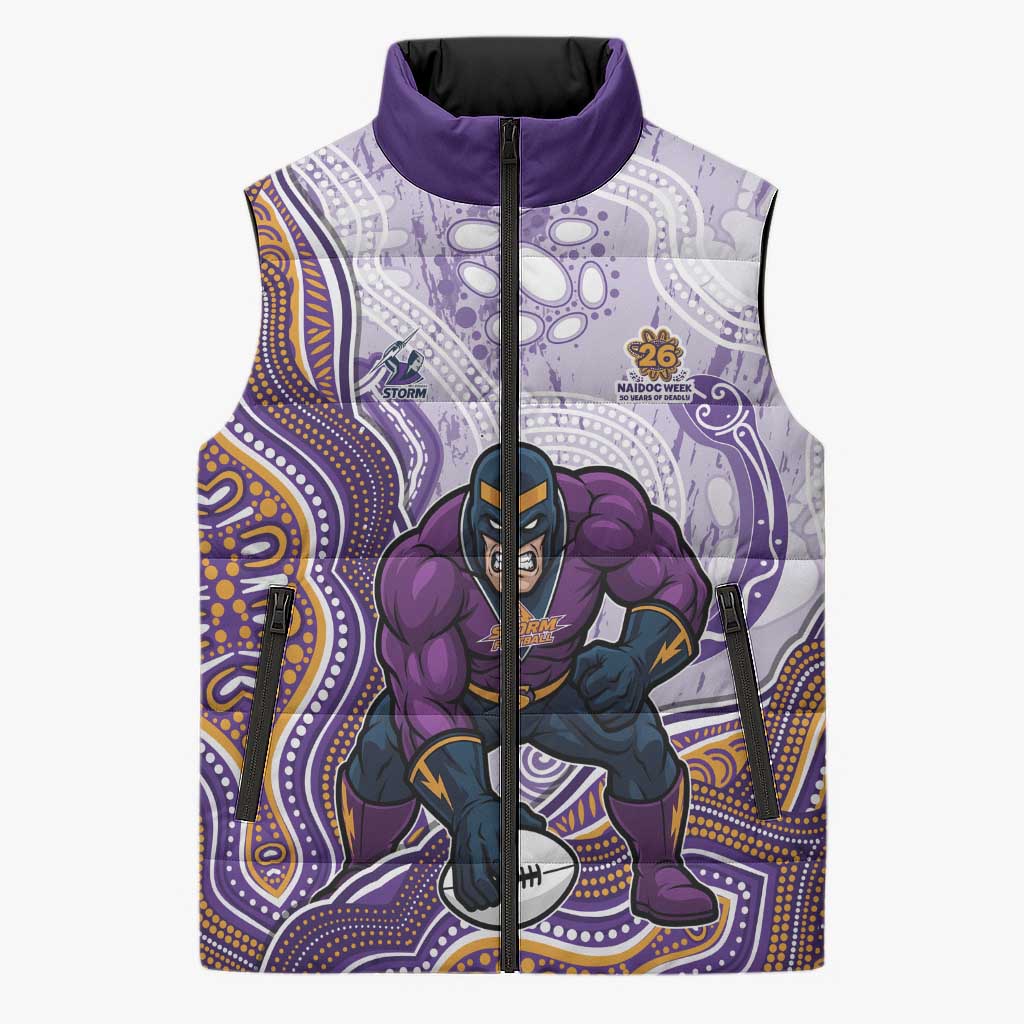 Melbourne Storm NAIDOC Week 2026 Sleeveless Puffer Jacket First Nations of Australia Aboriginal Mascot Rugby