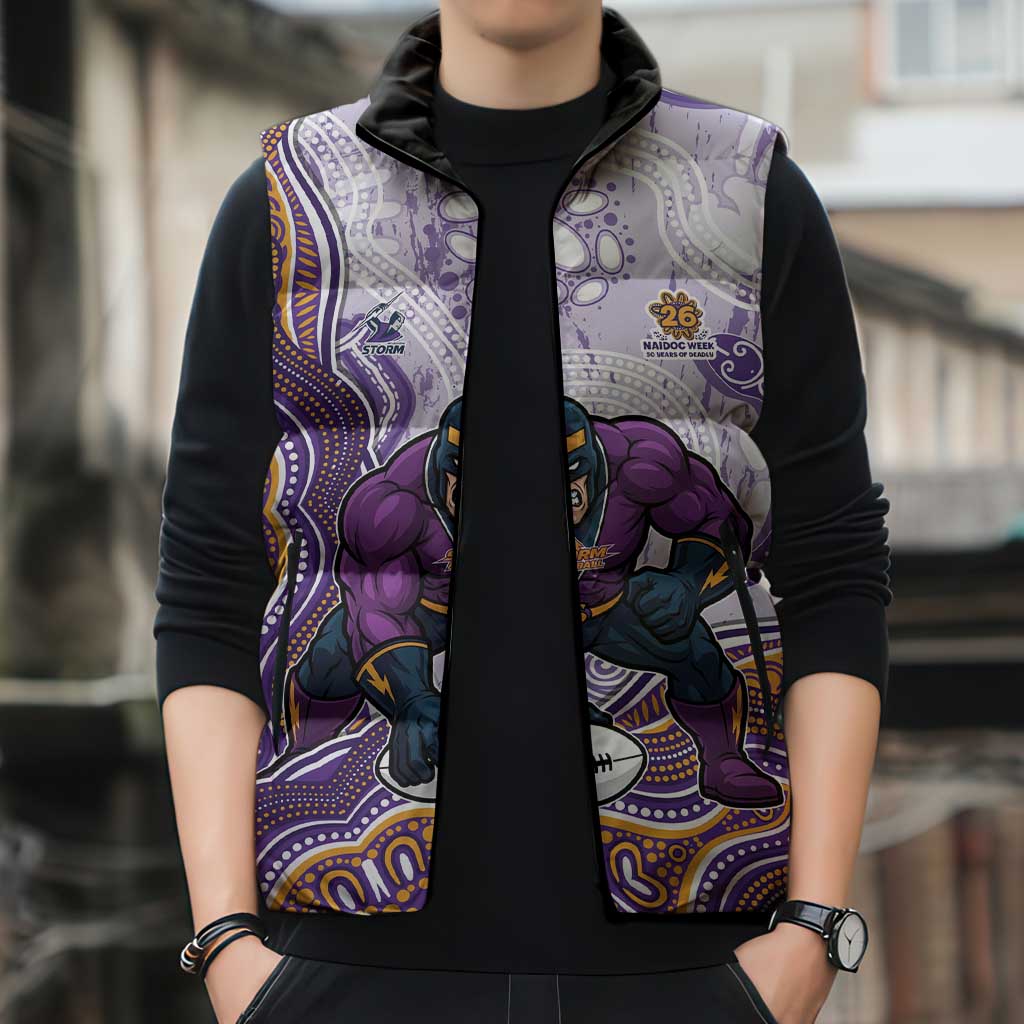 Melbourne Storm NAIDOC Week 2026 Sleeveless Puffer Jacket First Nations of Australia Aboriginal Mascot Rugby