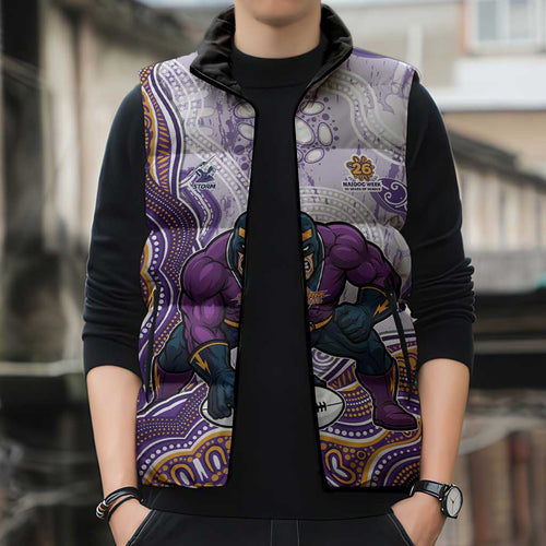 Melbourne Storm NAIDOC Week 2026 Sleeveless Puffer Jacket First Nations of Australia Aboriginal Mascot Rugby