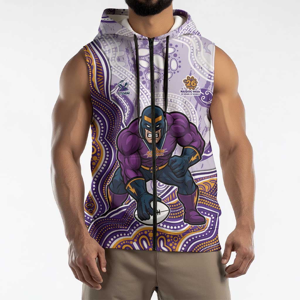 Melbourne Storm NAIDOC Week 2026 Sleeveless Zip Hoodie First Nations of Australia Aboriginal Mascot Rugby