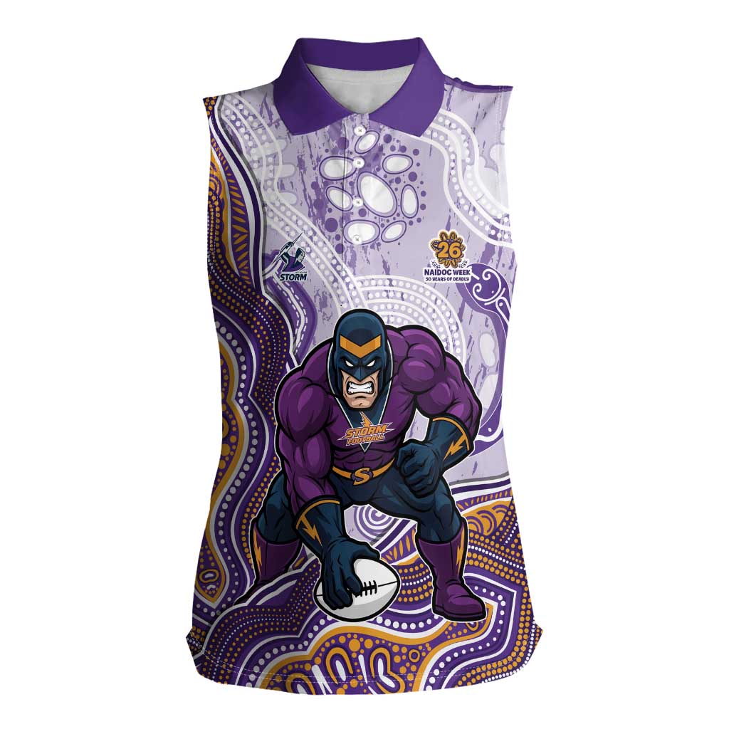 Melbourne Storm NAIDOC Week 2026 Women Sleeveless Polo Shirt First Nations of Australia Aboriginal Mascot Rugby