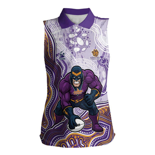 Melbourne Storm NAIDOC Week 2026 Women Sleeveless Polo Shirt First Nations of Australia Aboriginal Mascot Rugby