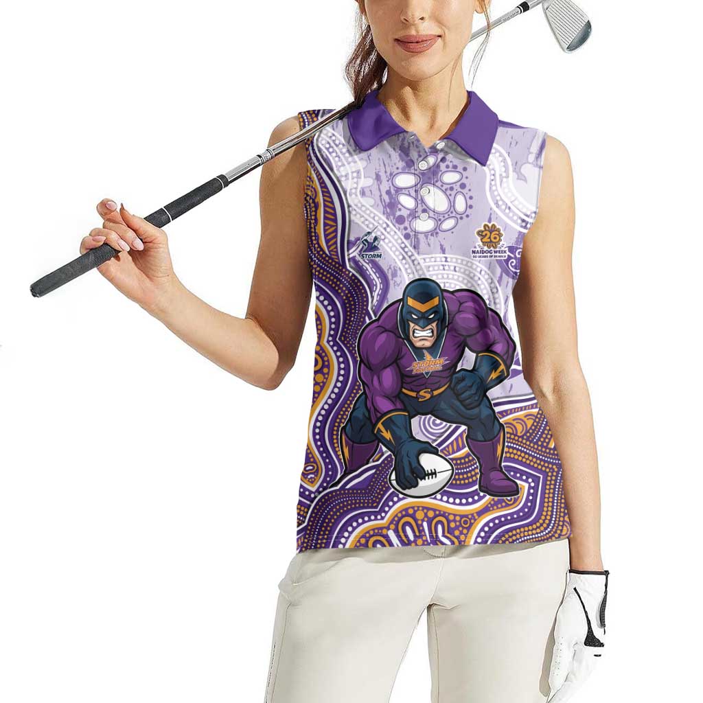 Melbourne Storm NAIDOC Week 2026 Women Sleeveless Polo Shirt First Nations of Australia Aboriginal Mascot Rugby
