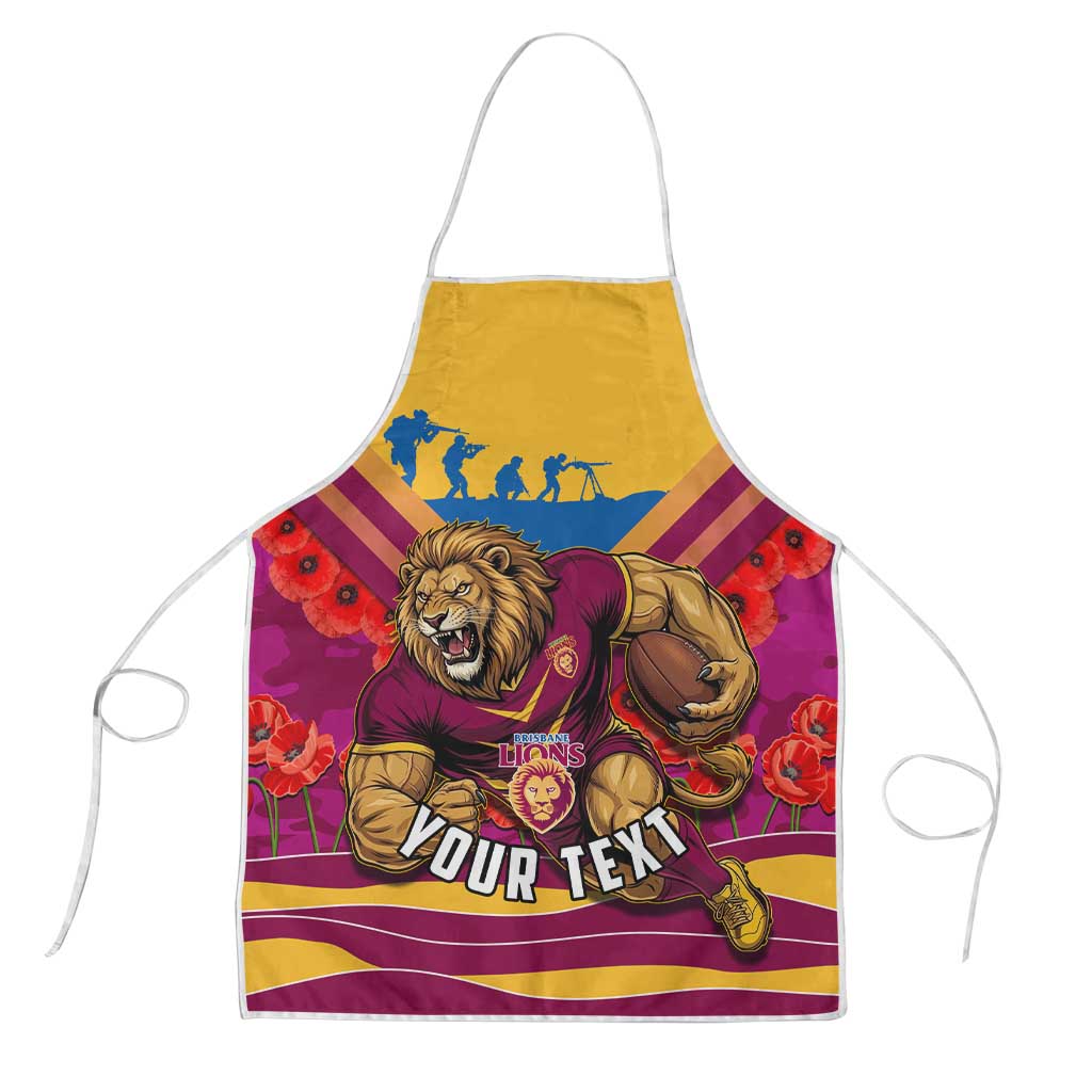 Personalised Brisbane Lions ANZAC Apron Military Remembrance Australian Football Mascot Camouflage